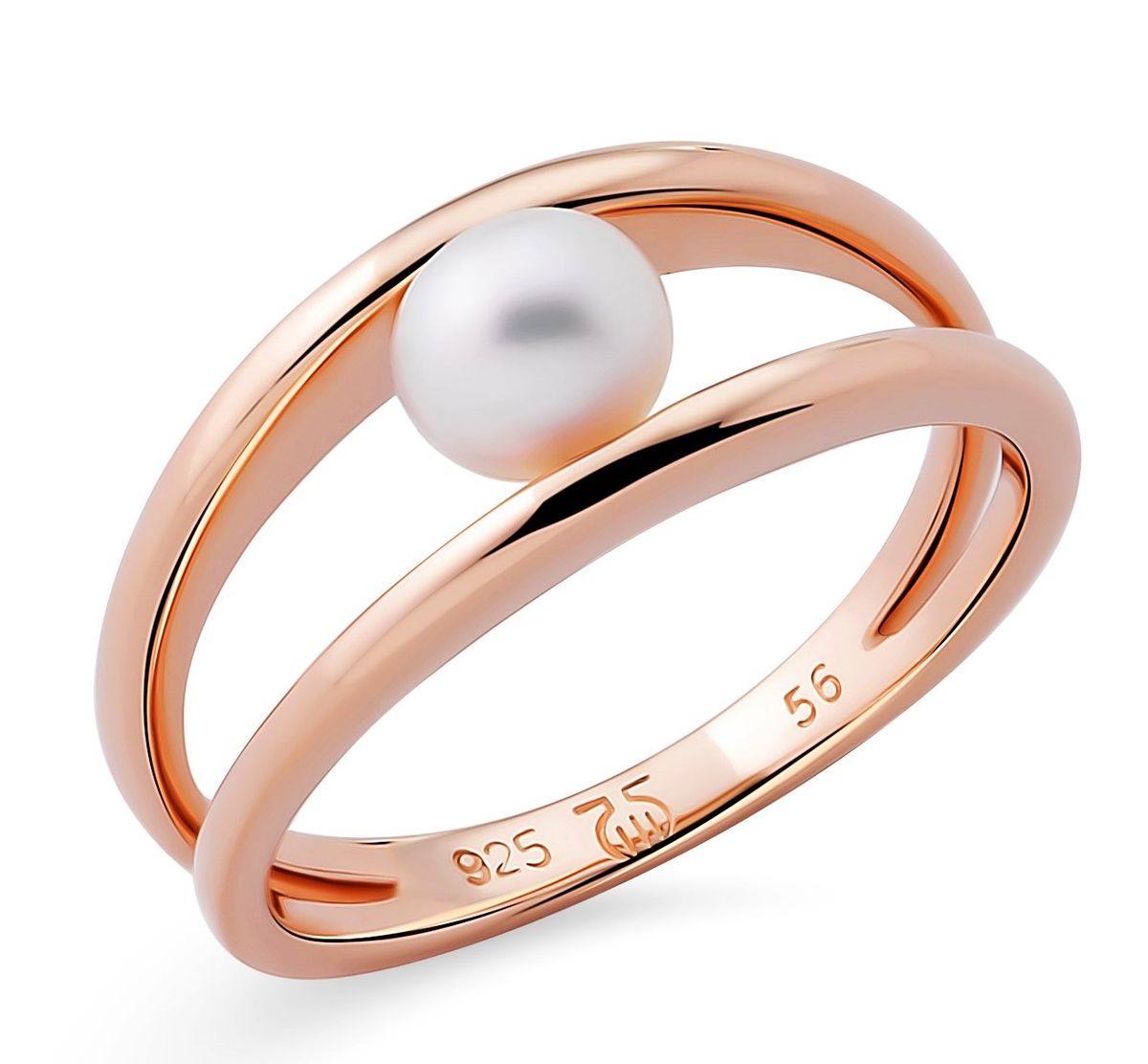 Eleganter Perlenring mit geteilter Schiene