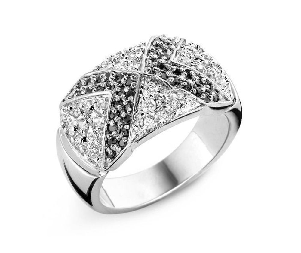 Geometrischer Pavé-Ring mit Kontraststeinen