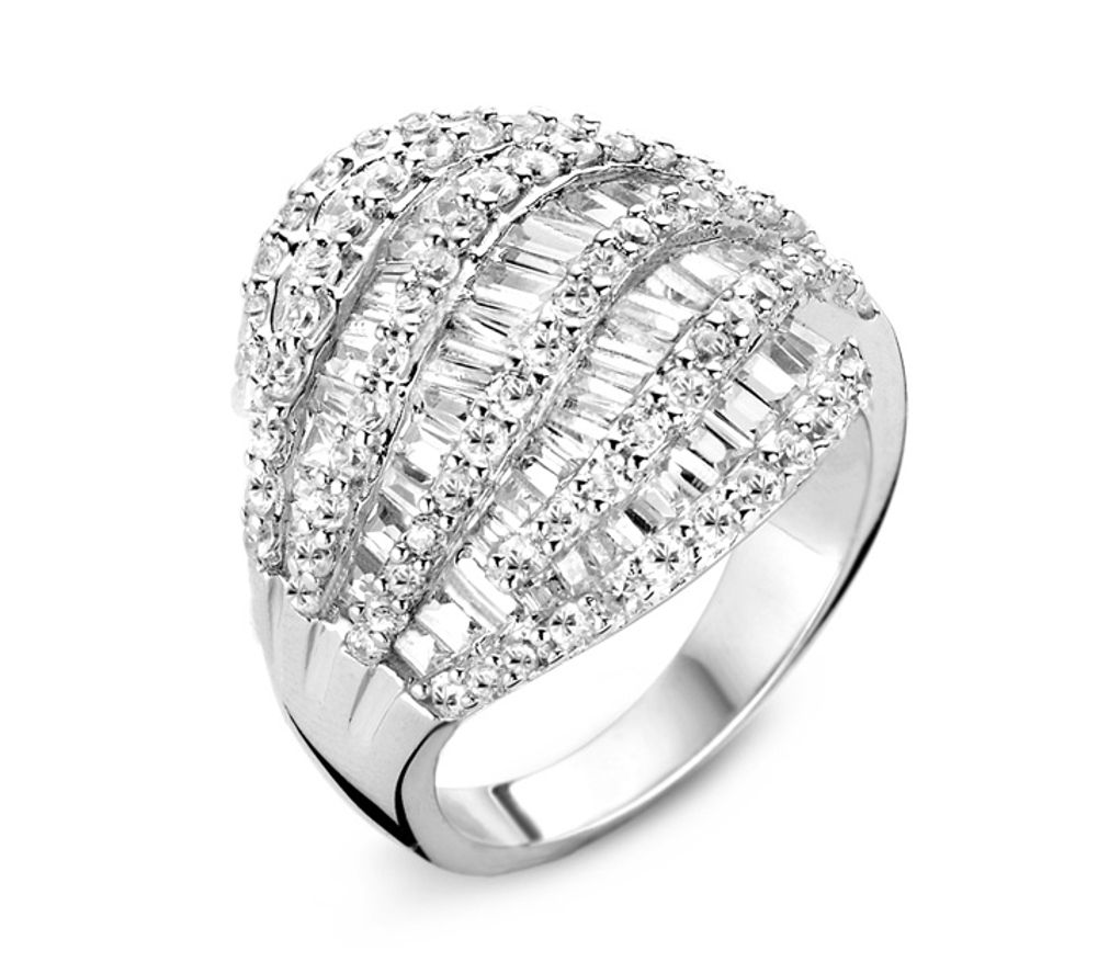 Eleganter mehrreihiger Baguette Statement-Ring