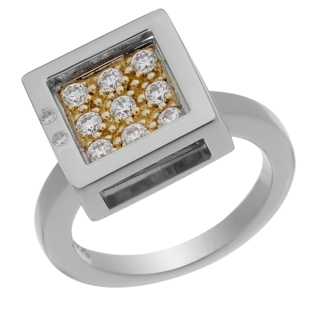 Geometrischer zweifarbiger Pavé-Ring