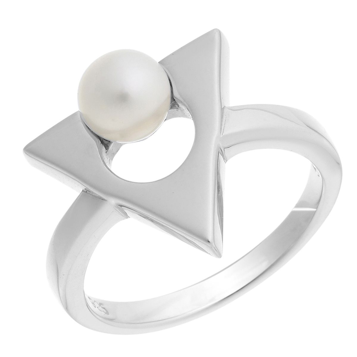 Geometrischer Dreiecksring mit Perle