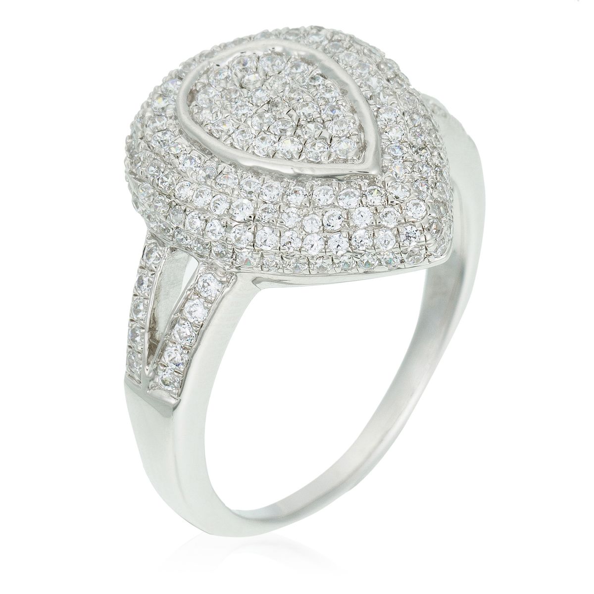 Aufwendiger Tropfenförmiger Pavé-Ring