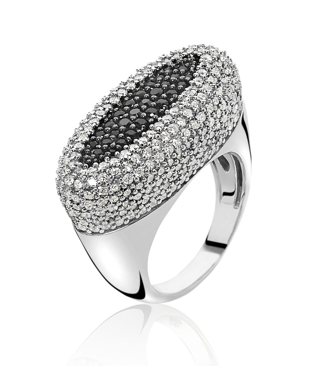 Zweifarbiger Statement-Ring mit Pavé-Besatz