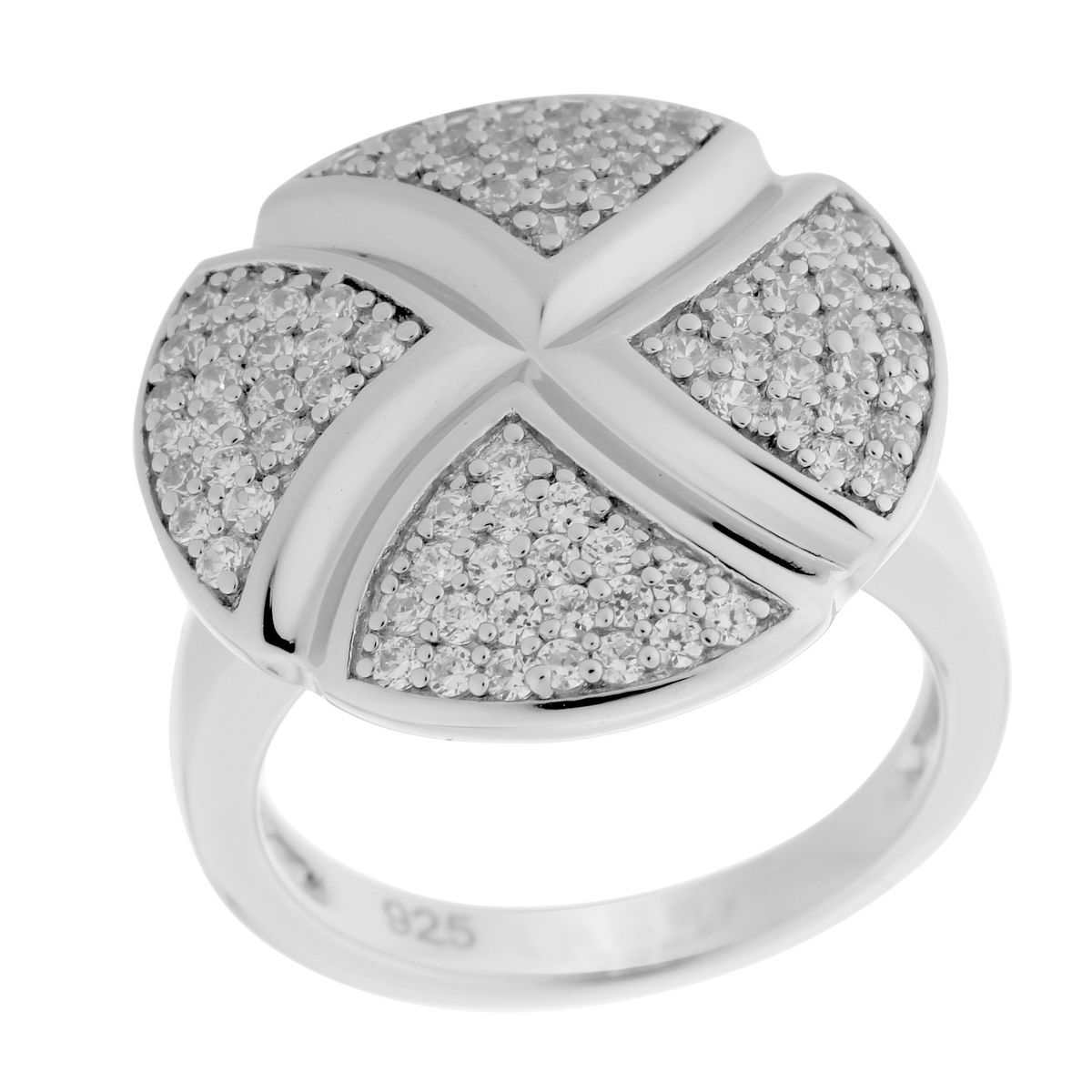 Sterling Silber Ring mit Pave-Besatz