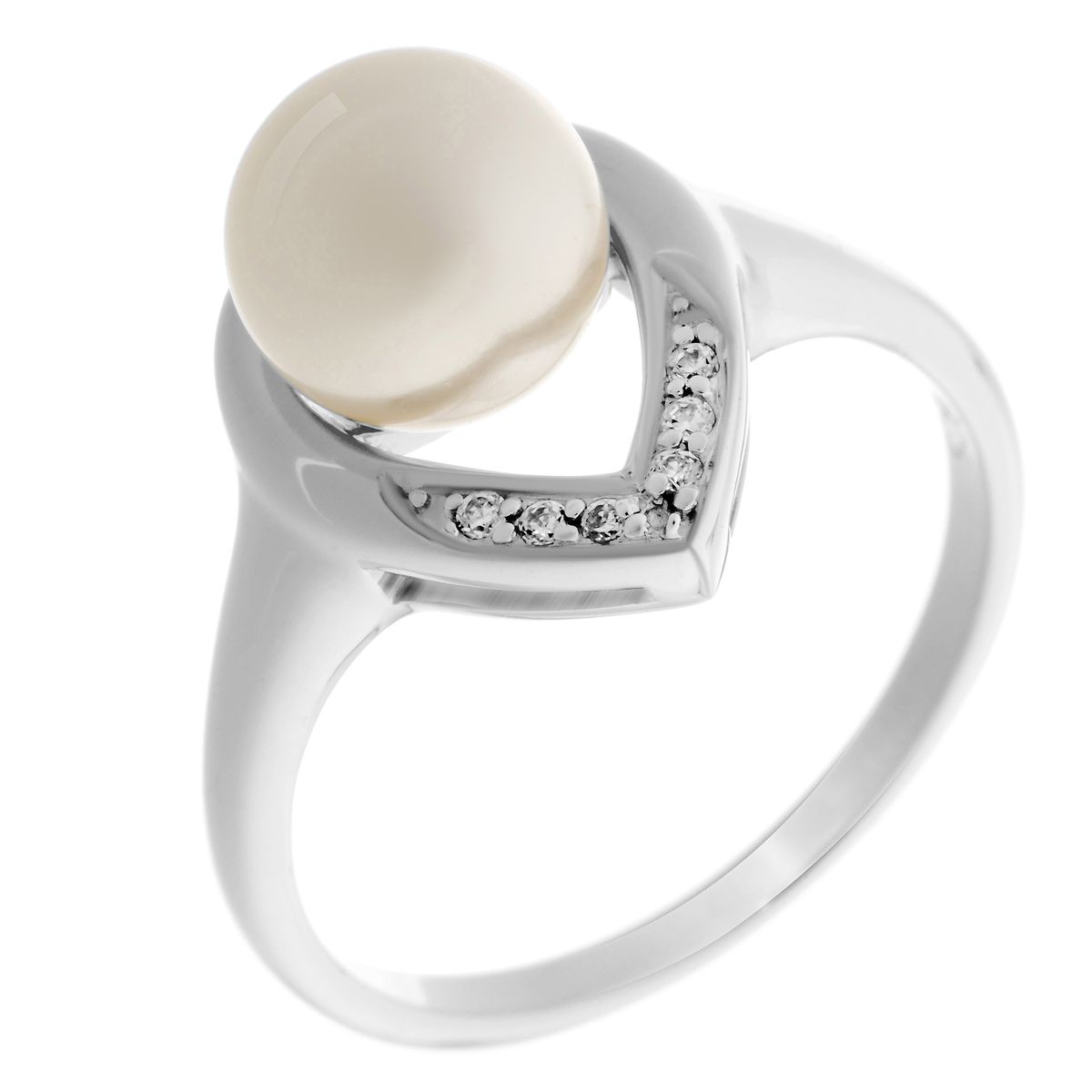 Eleganter Perlenring mit Pavéfassung