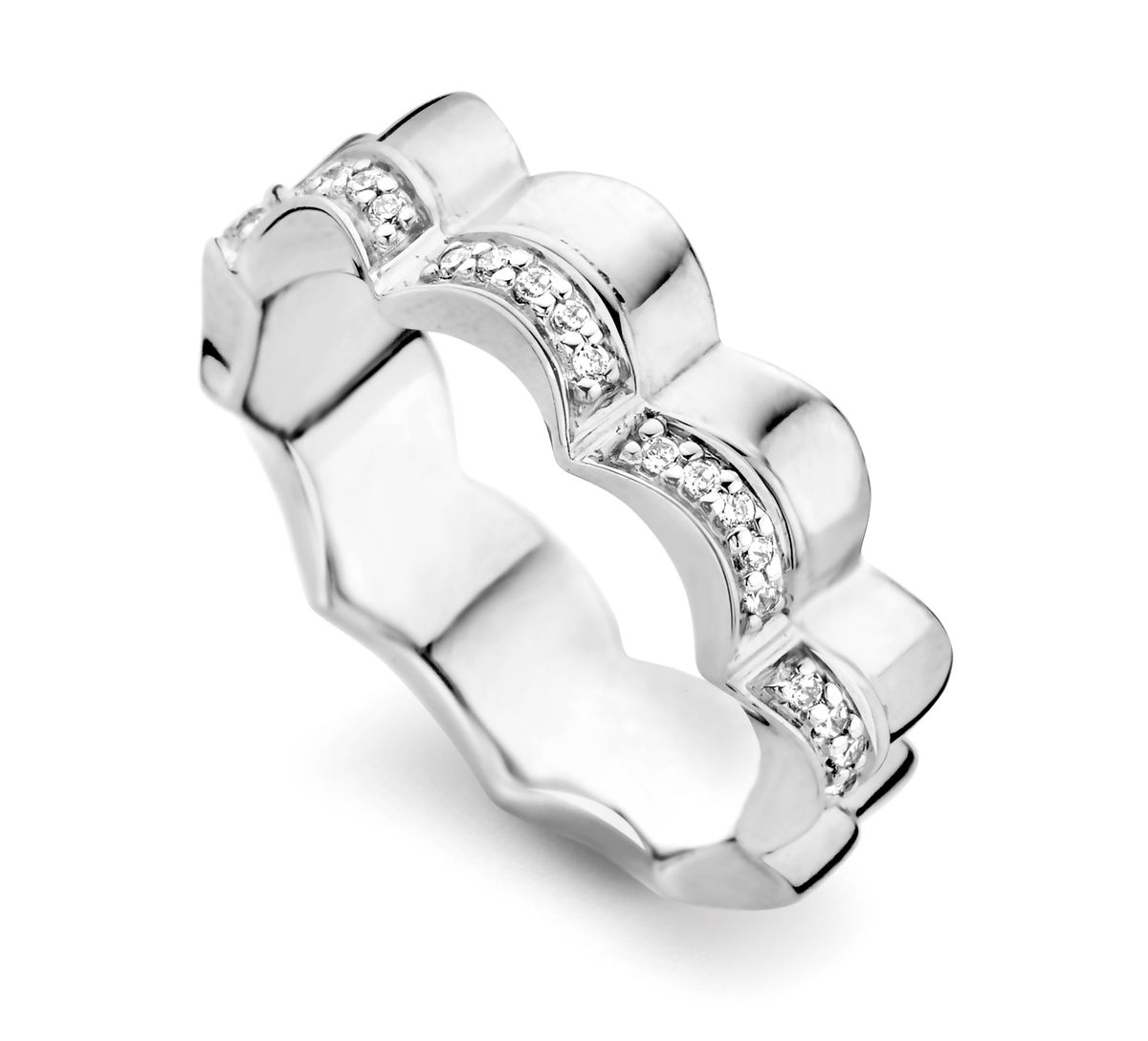 Wellenförmiger Ring mit Steinbesatz