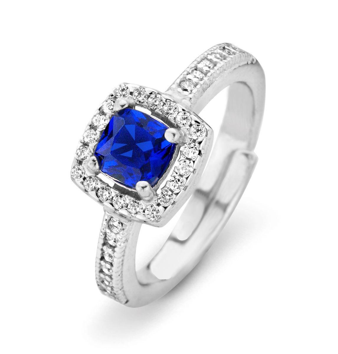Ring mit blauem Kissen-Schliff