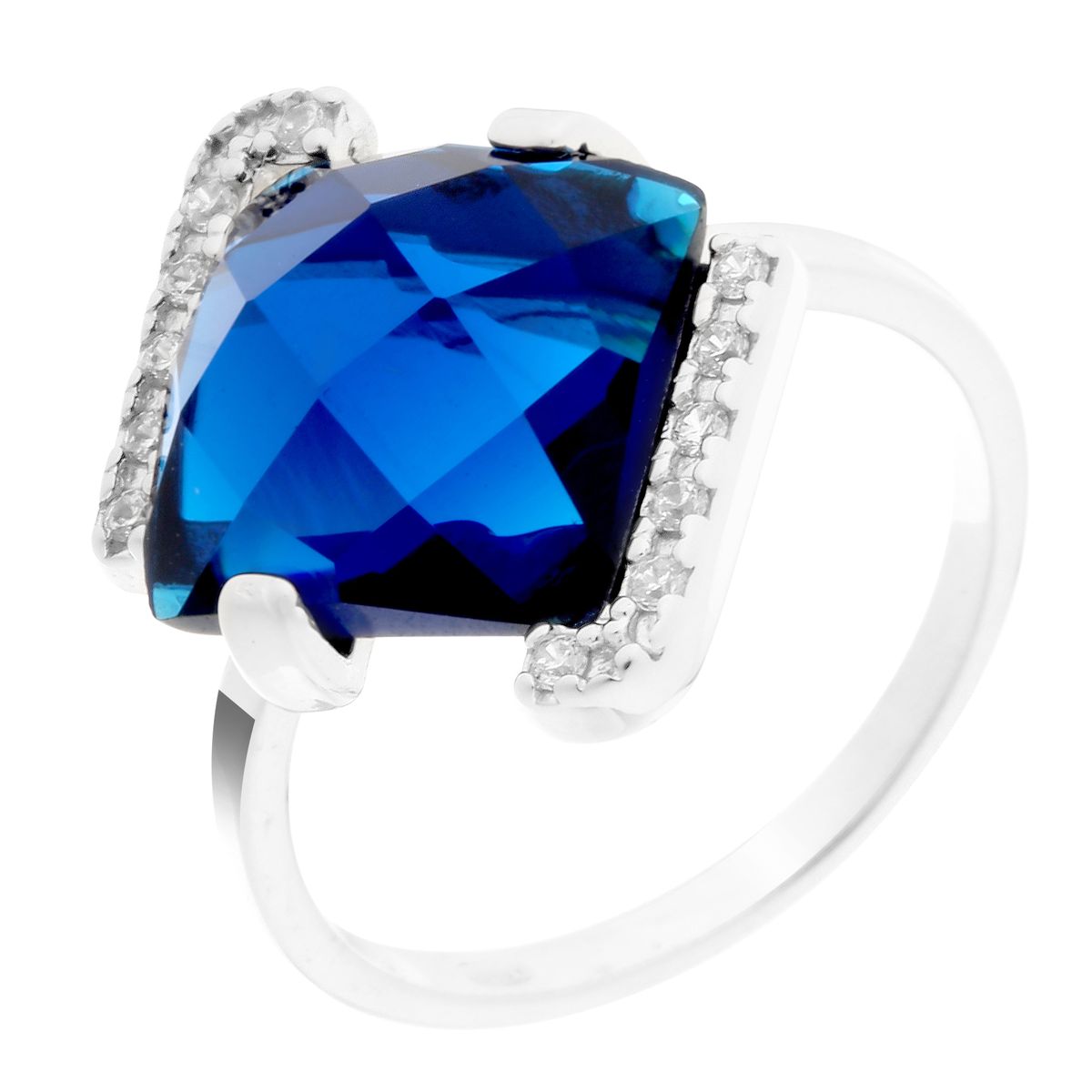 Auffälliger Statement-Ring mit blauem Edelstein