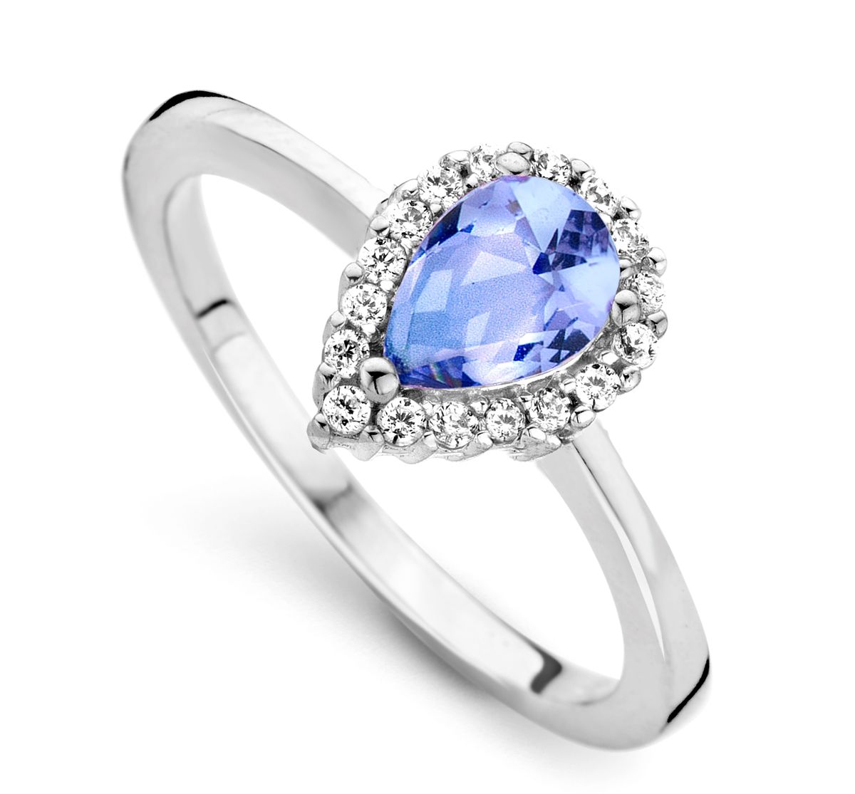 Eleganter Ring mit Tropfenschliff-Halo