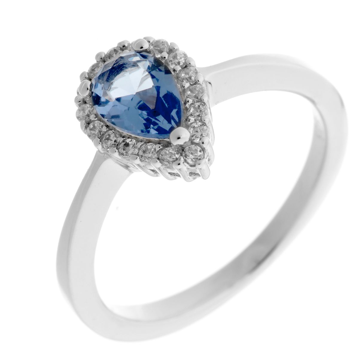 Eleganter Ring mit Tropfenschliff-Halo