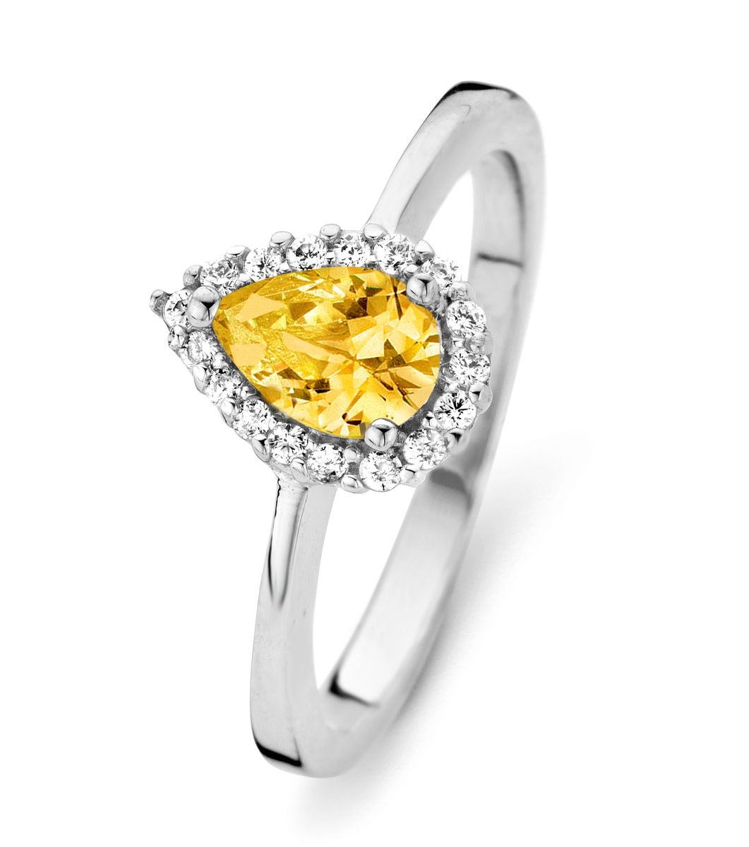 Halo-Ring mit Tropfenschliff-Stein