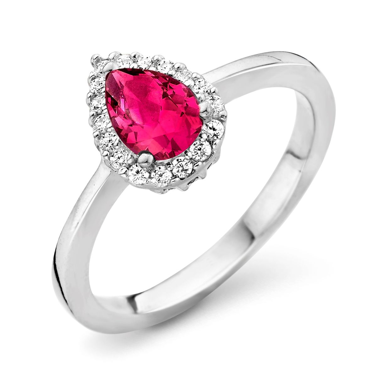 Tropfenschliff-Ring mit Rubin-Optik