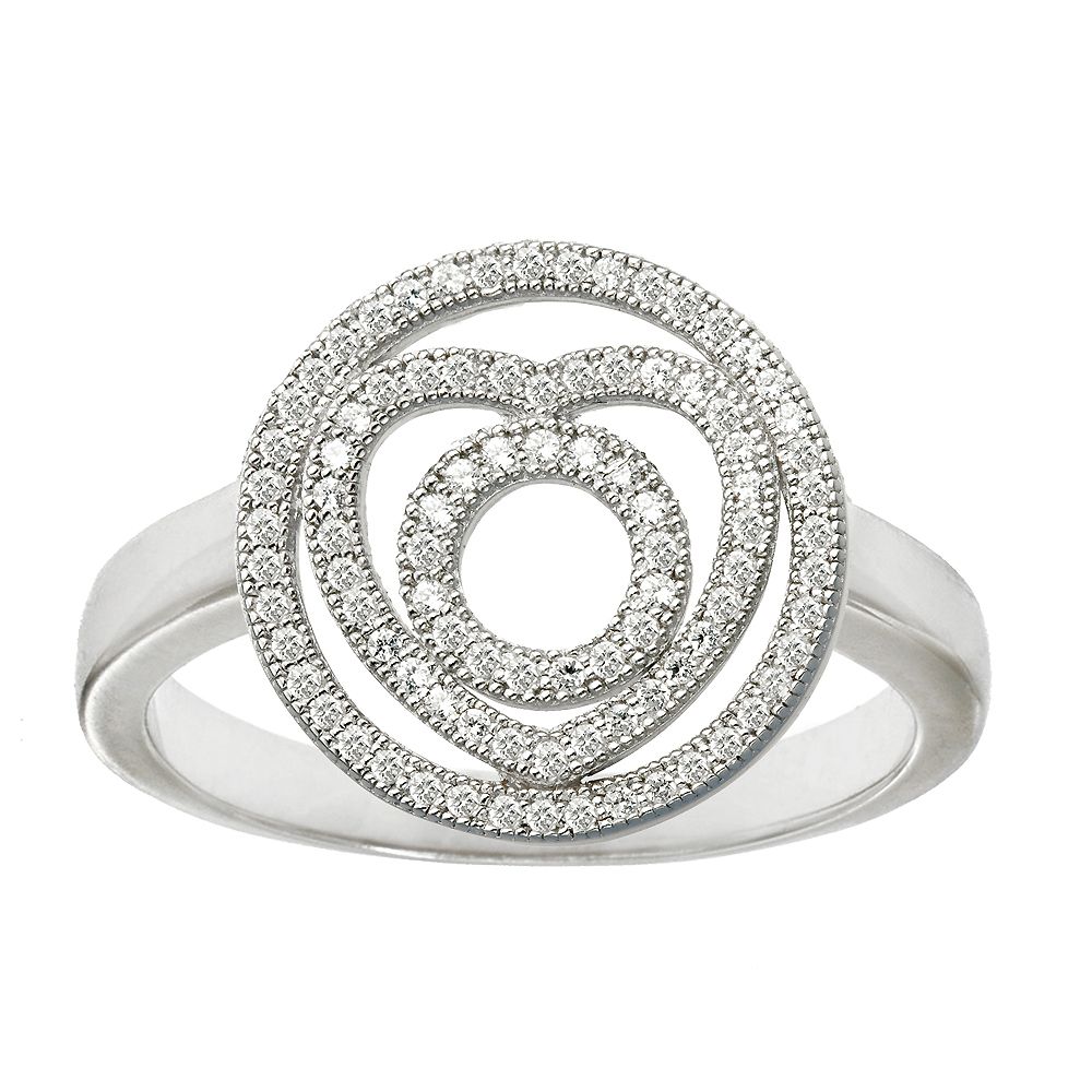 Offener Pavé-Ring mit Herzmotiv