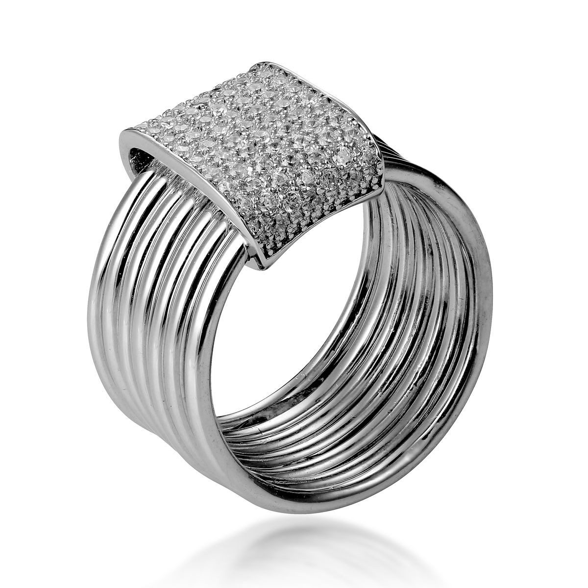 Mehrreihiger Statement-Ring mit Pavé-Besatz