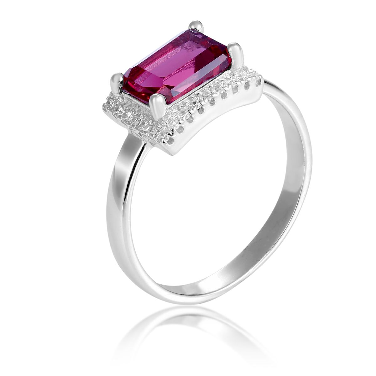 Eleganter Halo-Ring im Smaragdschliff