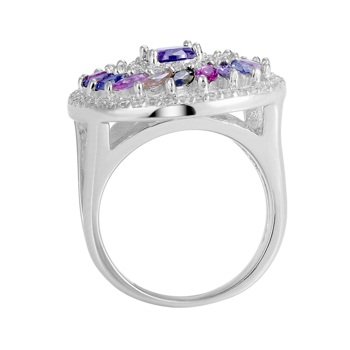 Farbenfroher prunkvoller Ring aus Sterlingsilber