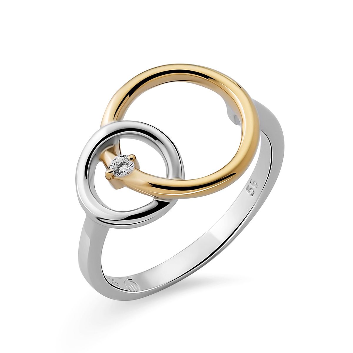 Zweifarbiger Ring mit verschlungenen Kreisen