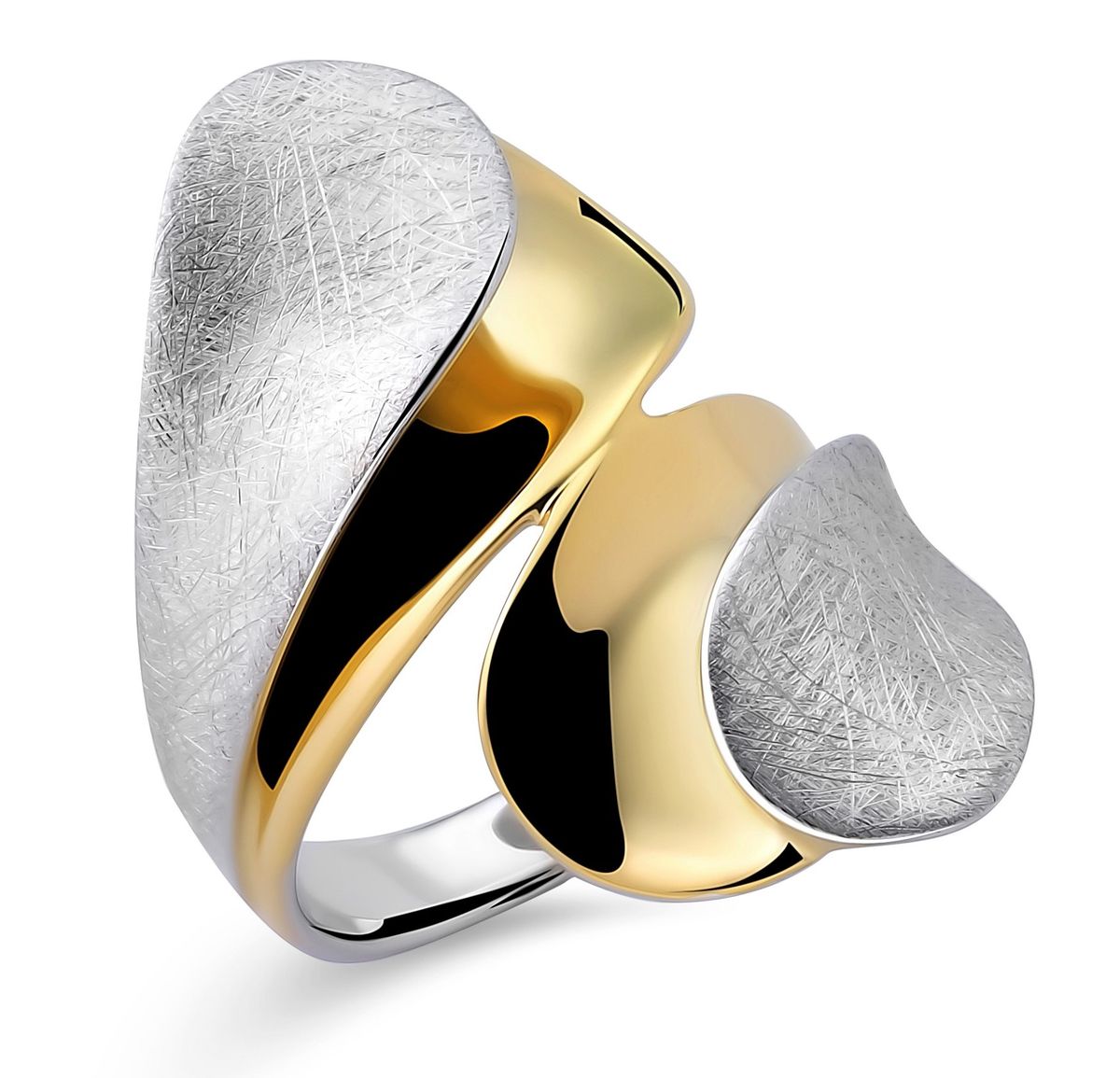 Skulpturaler Bicolor-Bypass-Ring