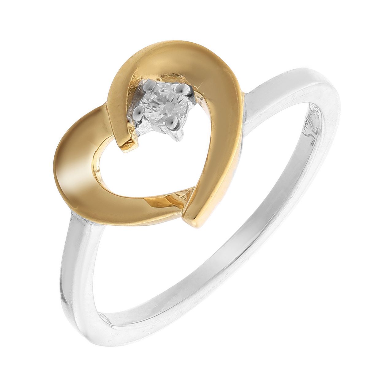 Bicolor Herzring mit Schmuckstein