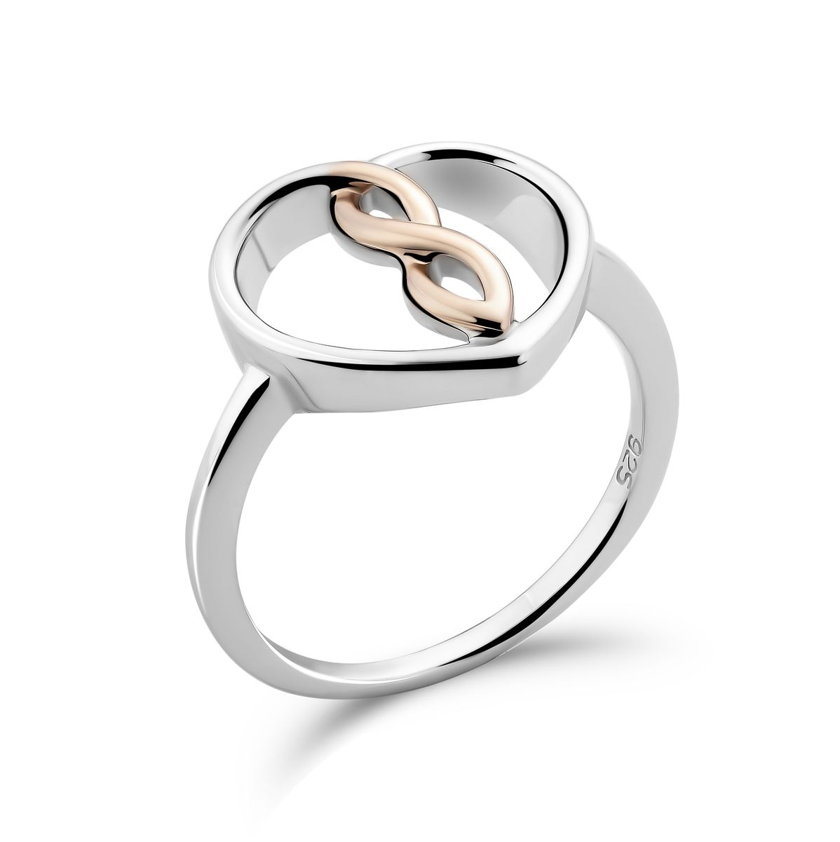 Herz-Unendlichkeitsring aus Sterling Silber