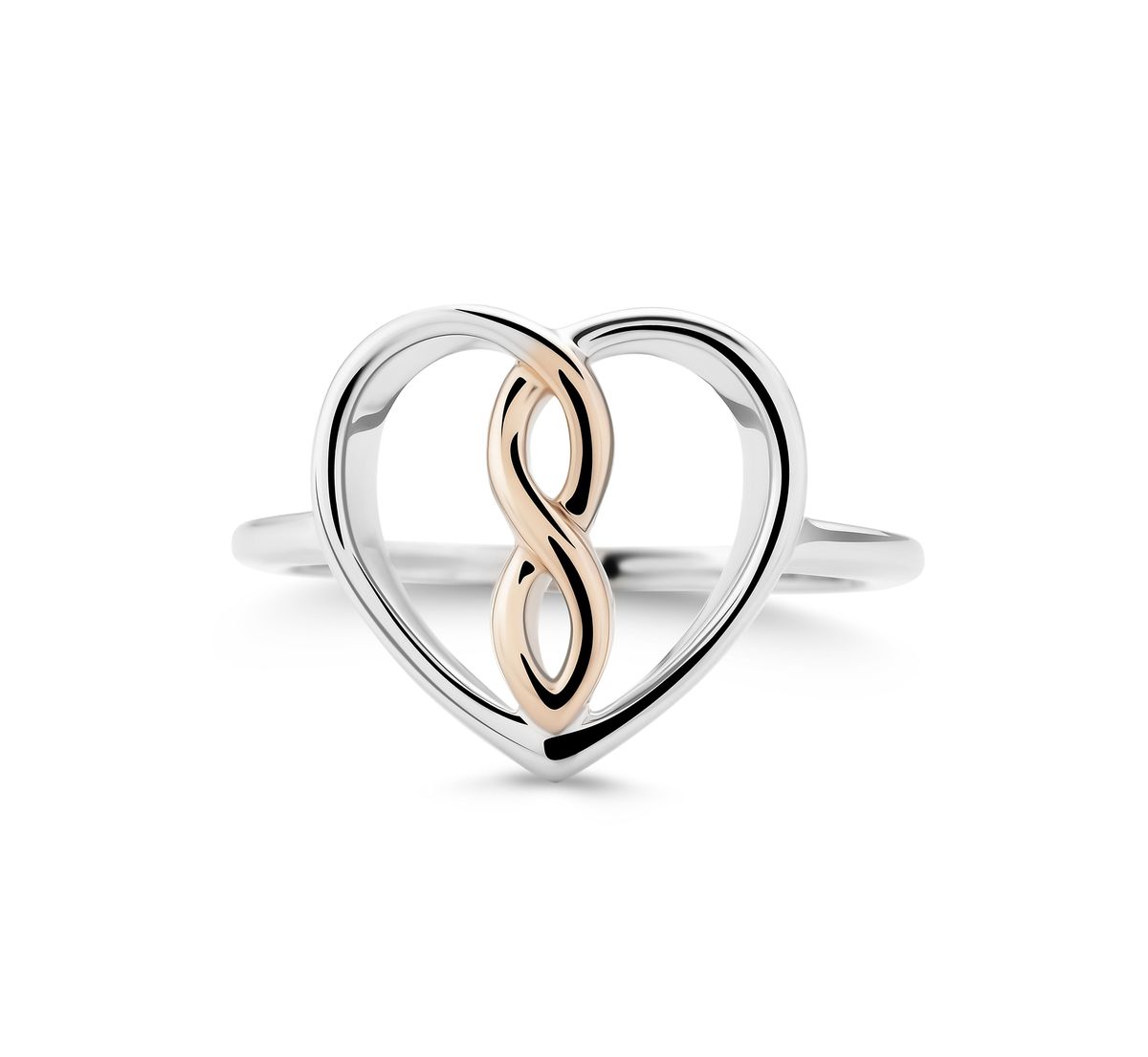 Herz-Unendlichkeitsring aus Sterling Silber