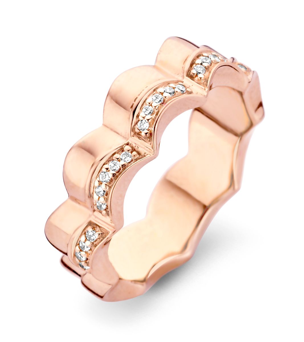 Wellenförmiger Pavé-Bandring