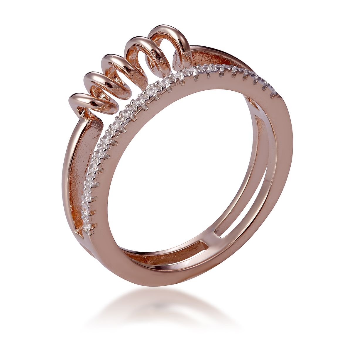 Eleganter Spiralring mit Pavé-Akzent