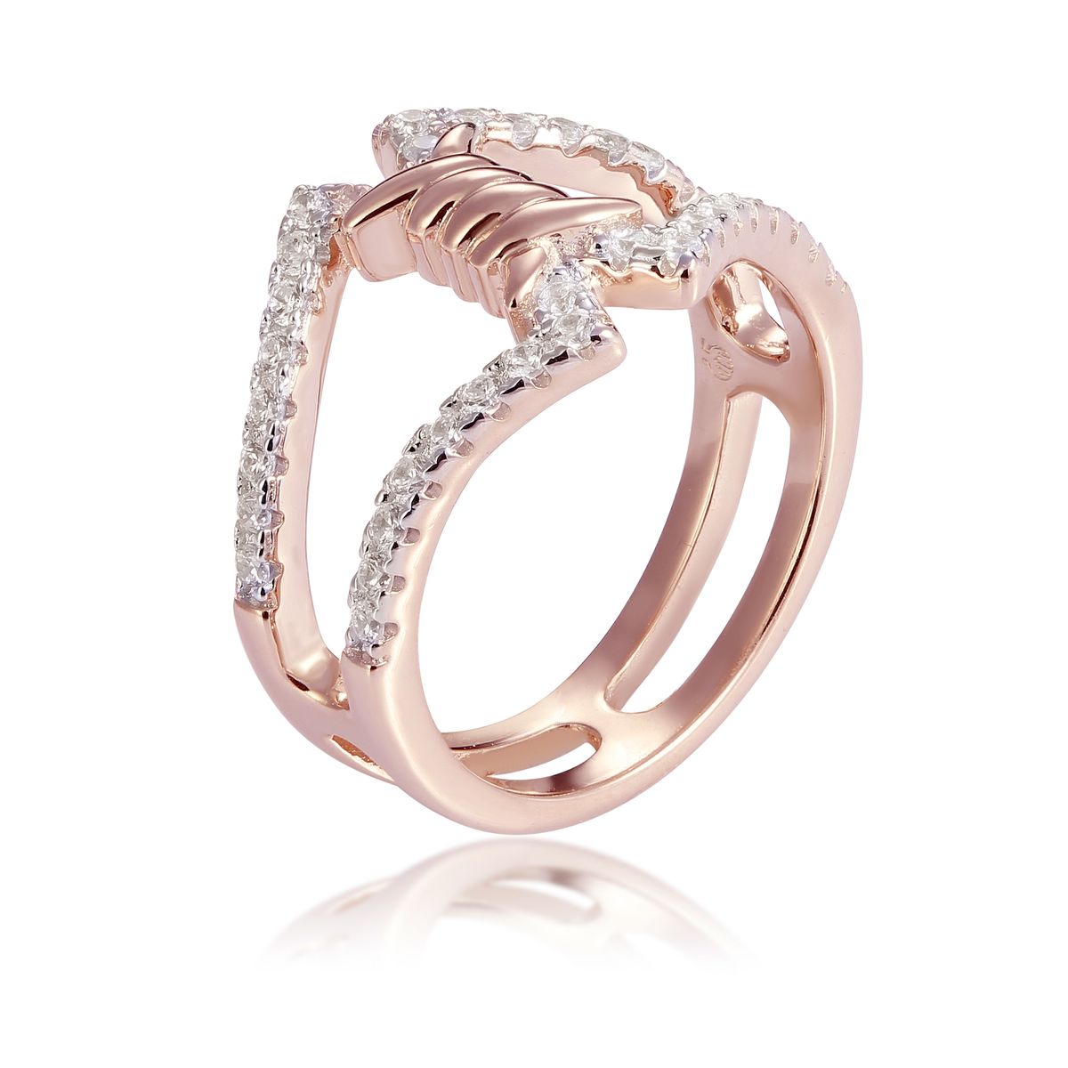 Skulpturaler Pavé Mehrband-Ring