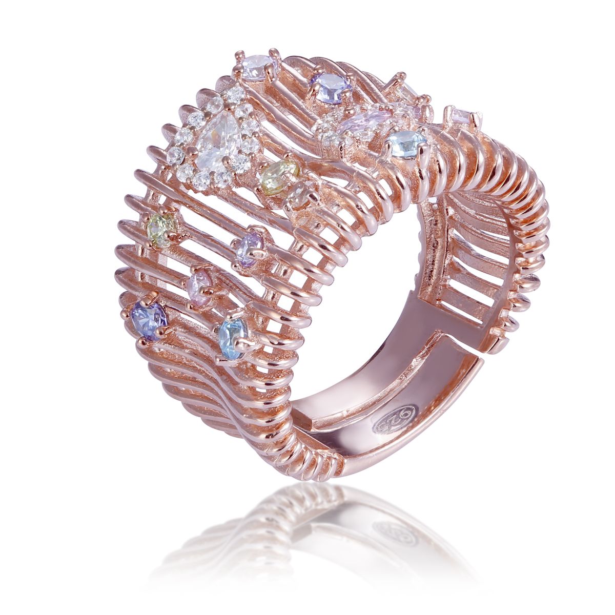 Prachtvoller Statement-Ring mit bunten Steinen