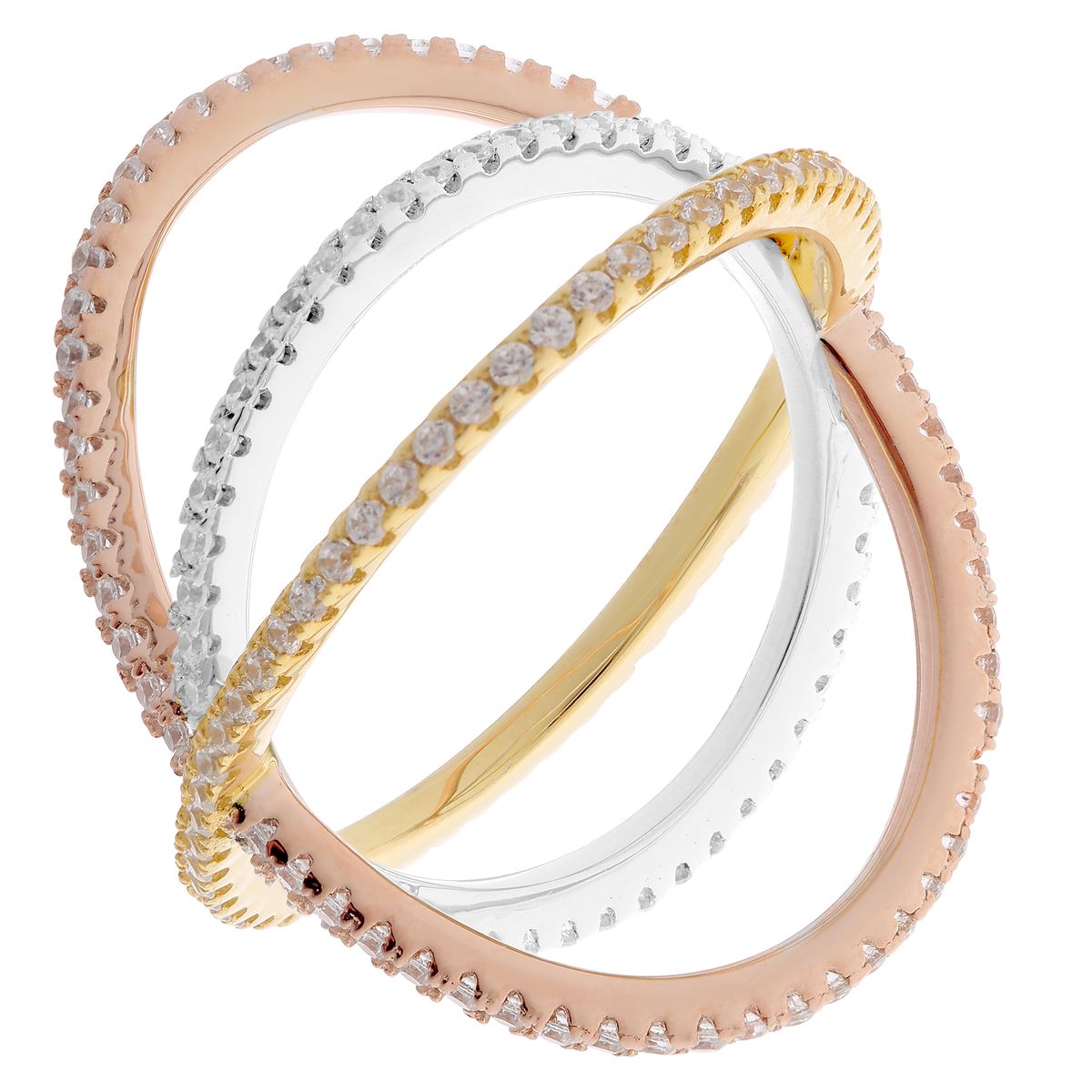 Ineinandergreifender dreifarbiger Eternity-Ring