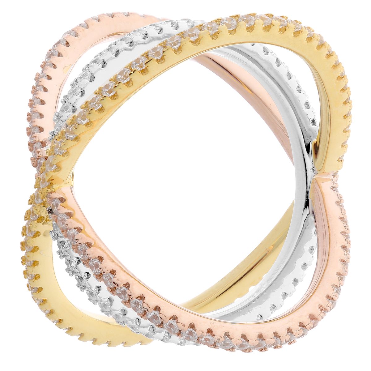 Ineinandergreifender dreifarbiger Eternity-Ring