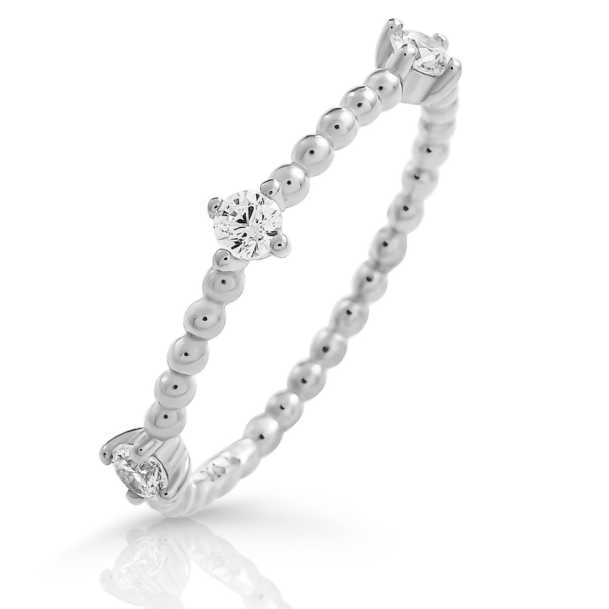 Beperlter Sterling Silber Glitzer Ring
