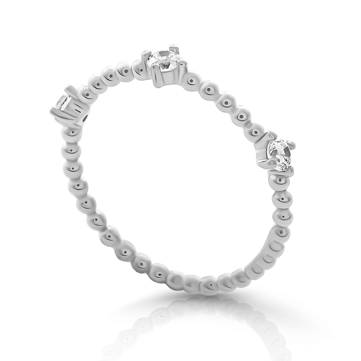 Beperlter Sterling Silber Glitzer Ring