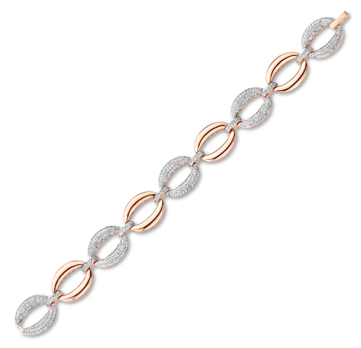 Elegantes zweifarbiges Pavé-Gliederarmband