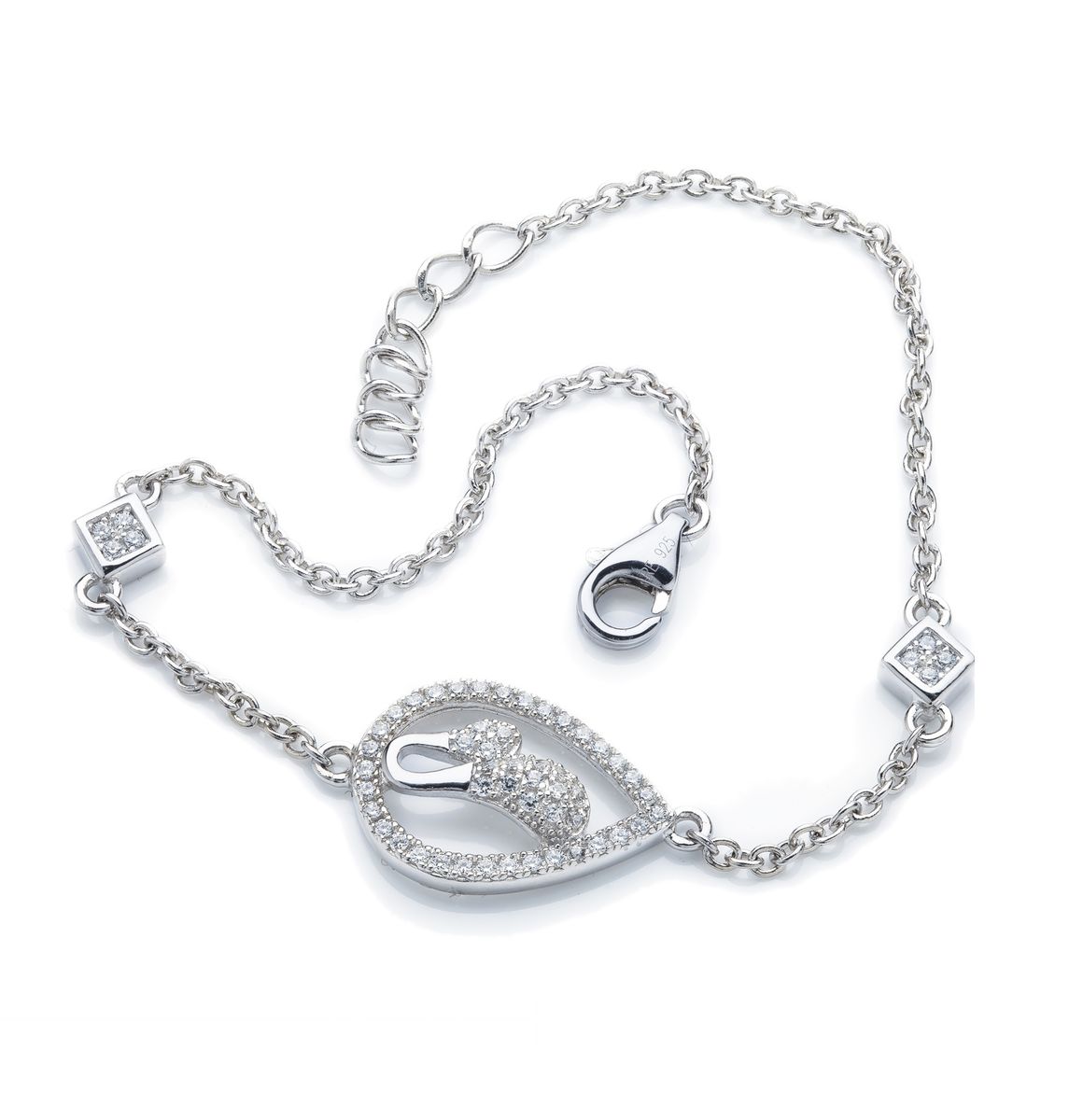 Elegantes Silberarmband mit Pavé-Tropfen