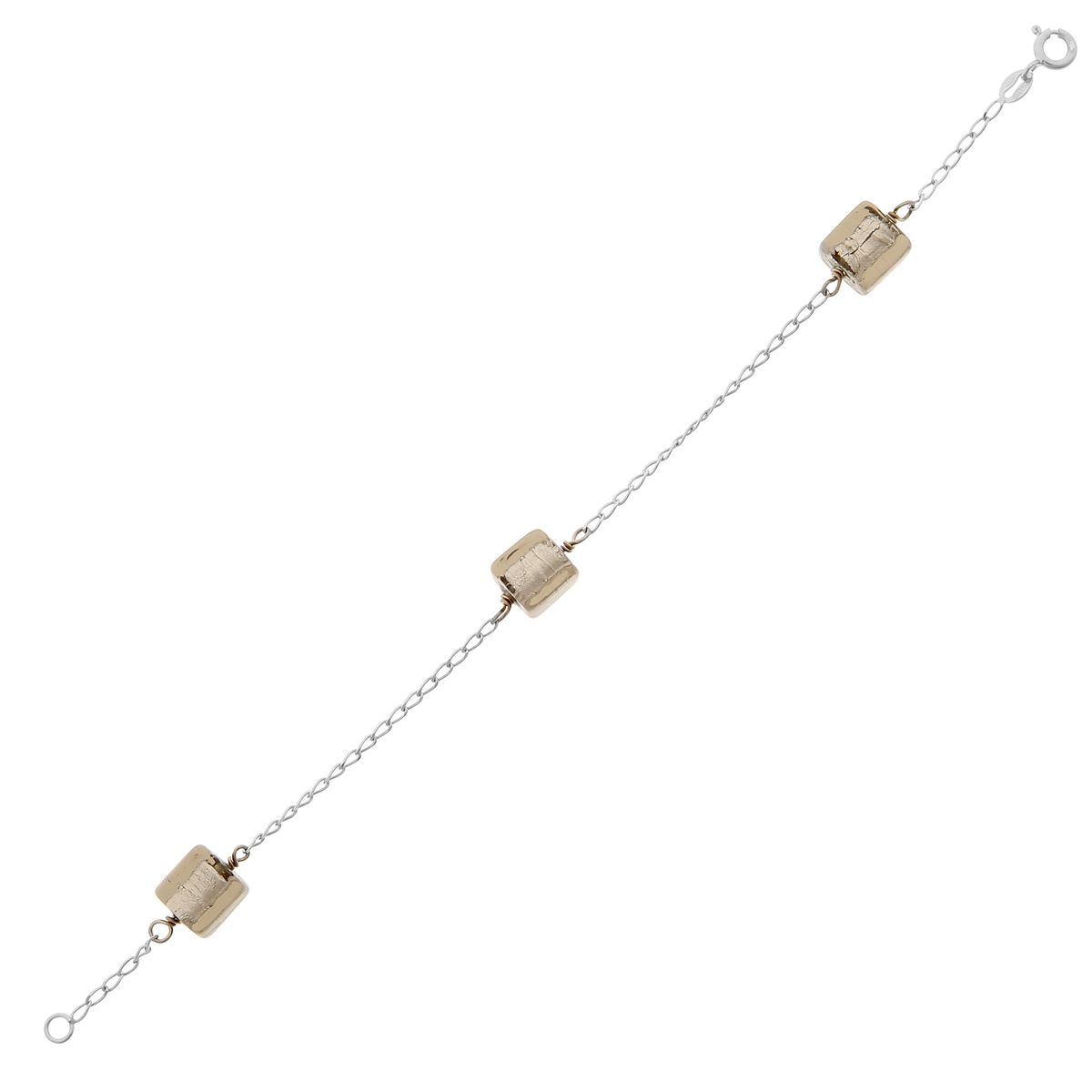 Silberarmband mit geometrischen Würfelanhängern