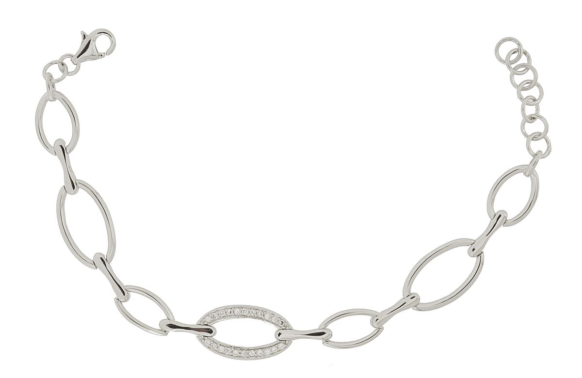 Silberarmband mit Pavé-Gliedern