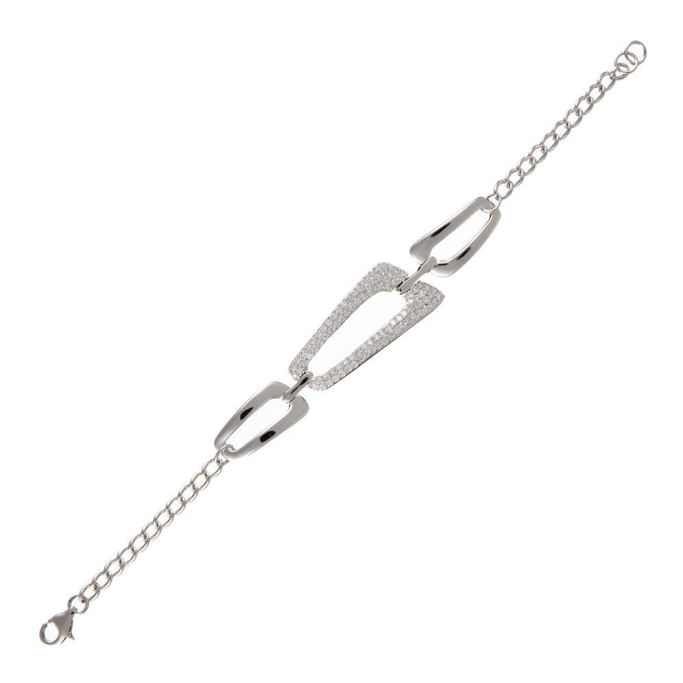 Geometrisches Gliederkettenarmband mit Zirkonia