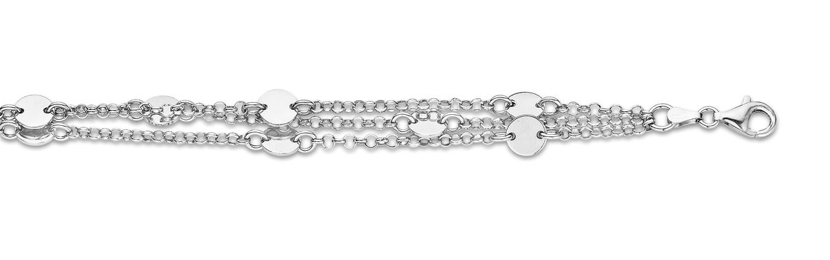 Dreireihiges Silberarmband mit Plättchen