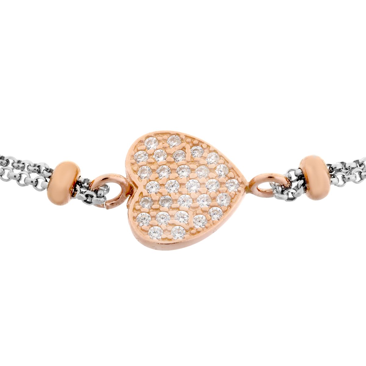 Funkelndes Pavé-Herz Doppelarmband