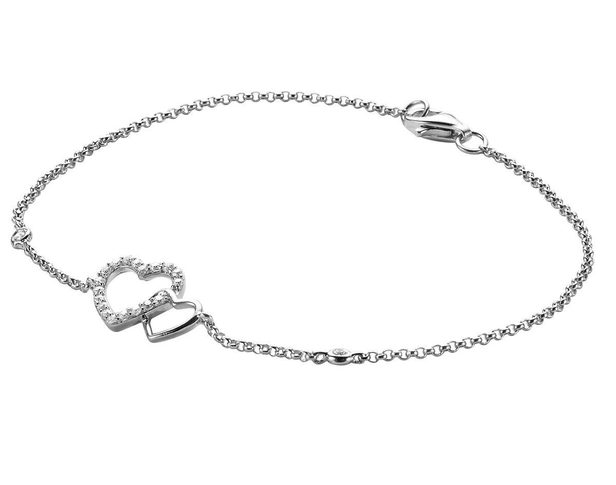 Sterling Silber Armband mit verschlungenen Herzen