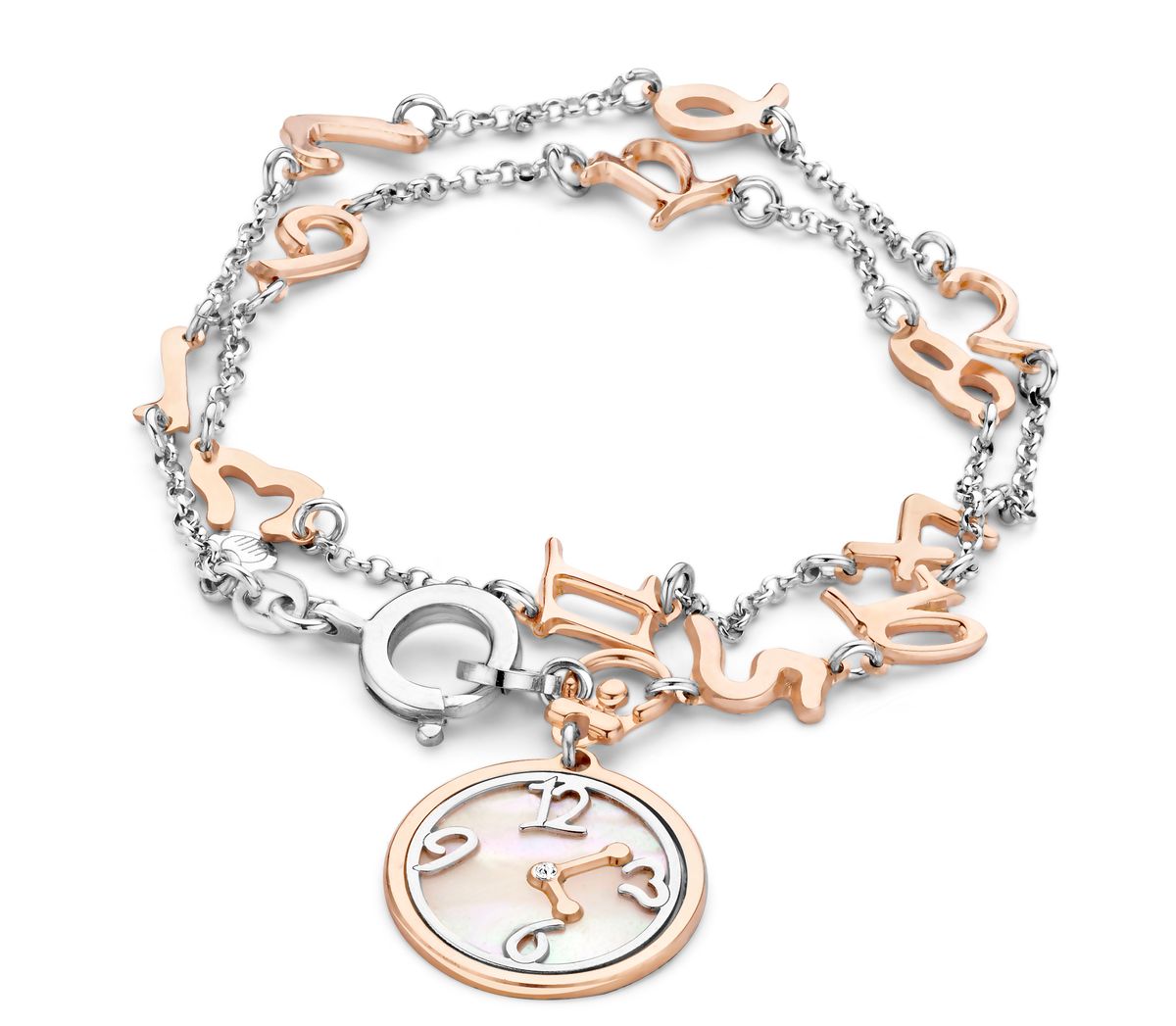 Doppelreihiges Armband mit Ziffern-Anhängern