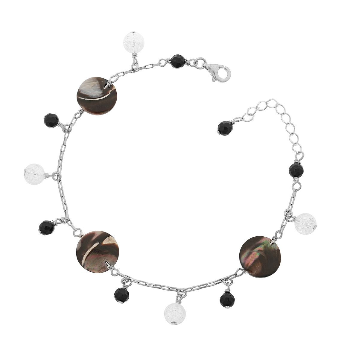Silberarmband mit bunten Steinanhängern