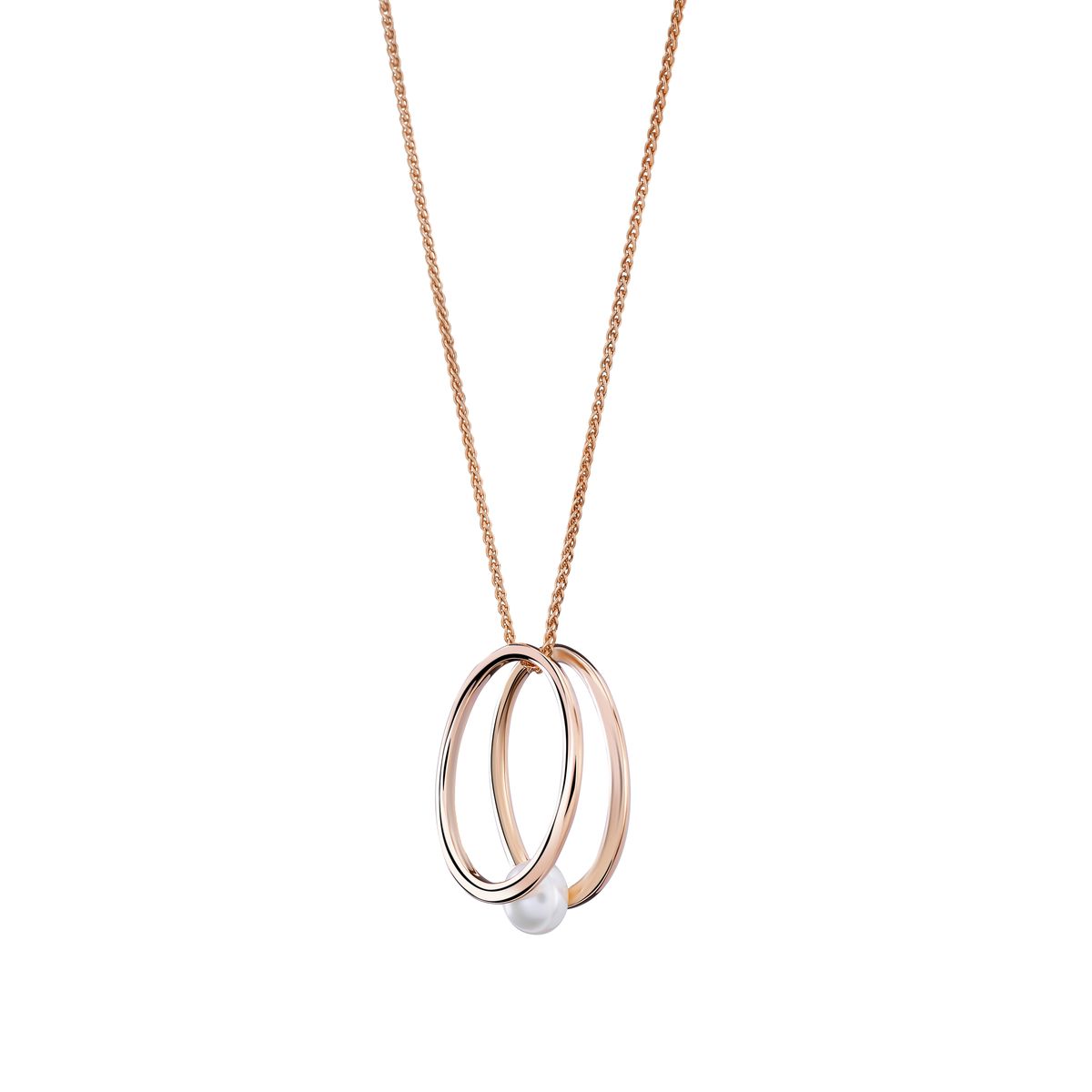 Halskette mit verschlungenen Ringen und Perle