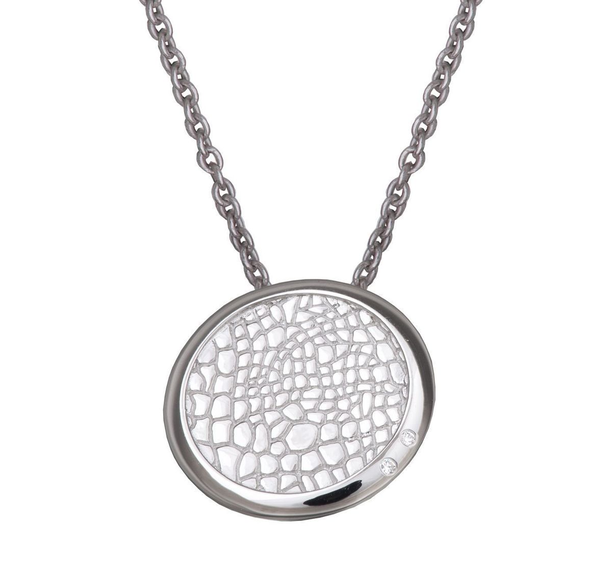Ovaler Sterlingsilber-Anhänger mit Struktur