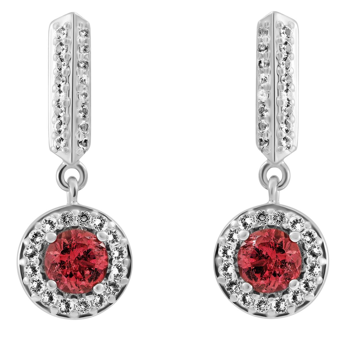 Runde Halo Tropfenohrringe aus Sterlingsilber