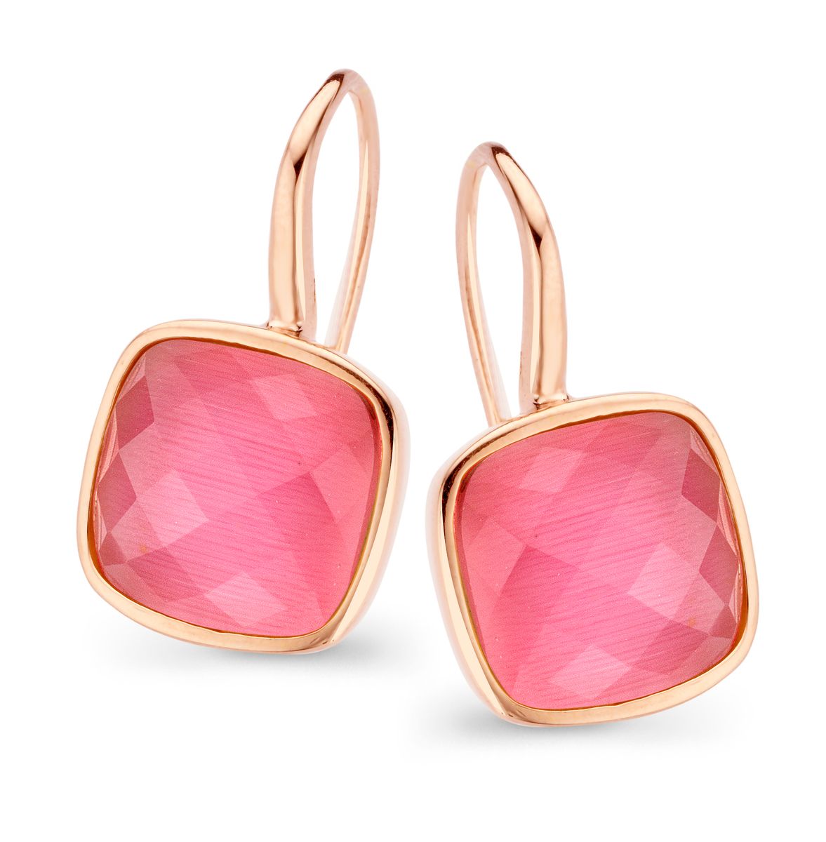 Tropfenohrringe mit Kissenschliff in Rosé