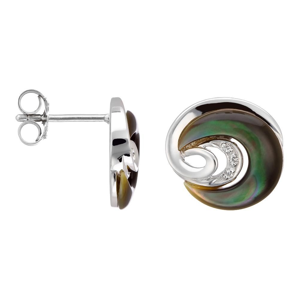 Schillernde Wirbel-Ohrstecker aus Sterlingsilber