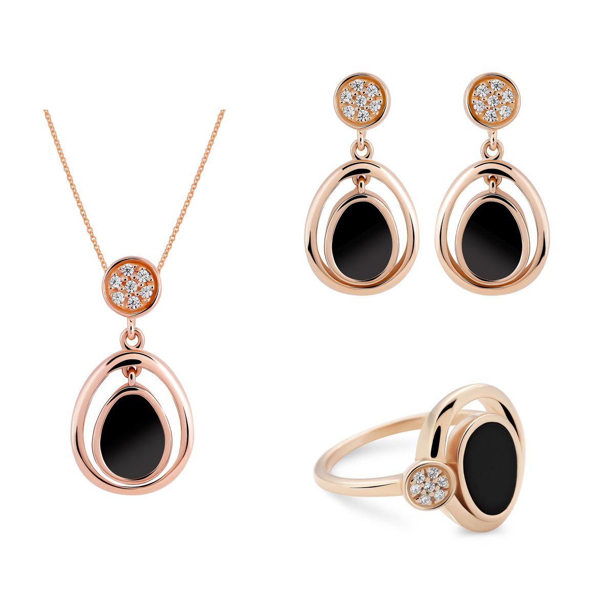 Modernes Roségold Schmuck-Set