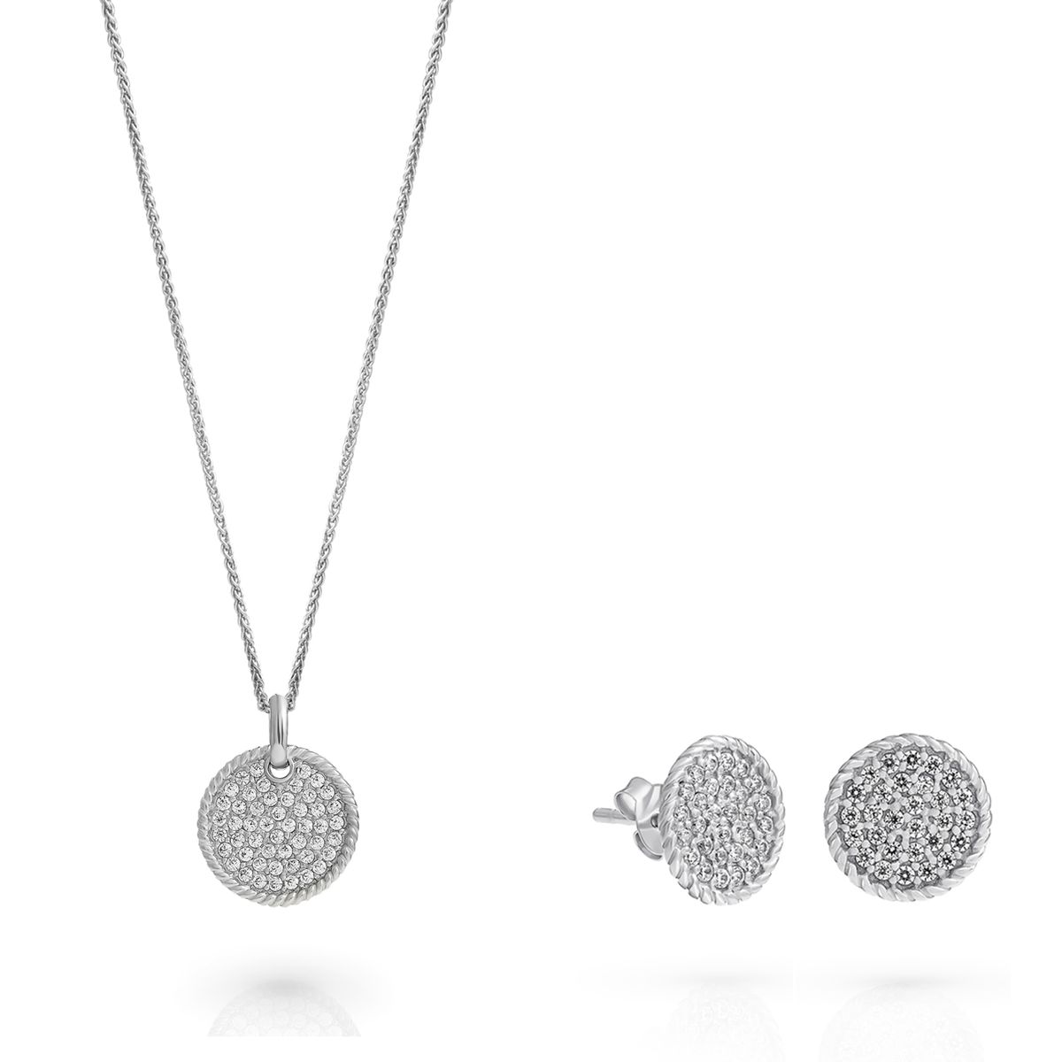 Pave-besetztes Scheibenanhänger und Stecker Set